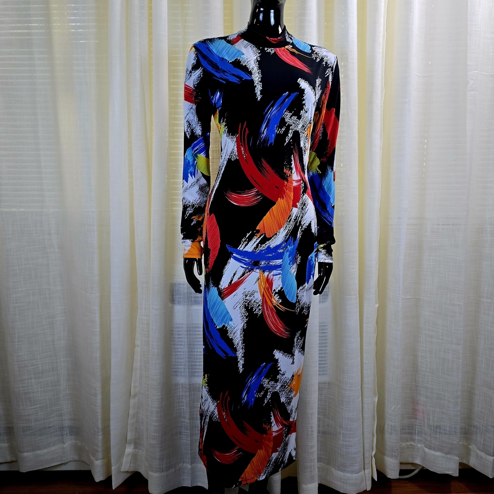 Vibrant Multicolor Long Sleeve Dress